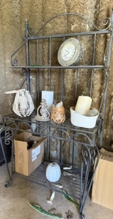 Metal Shelf & Contents