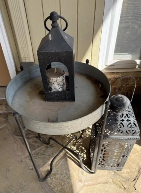 Plant Stand, 2 Decorative Lanterns