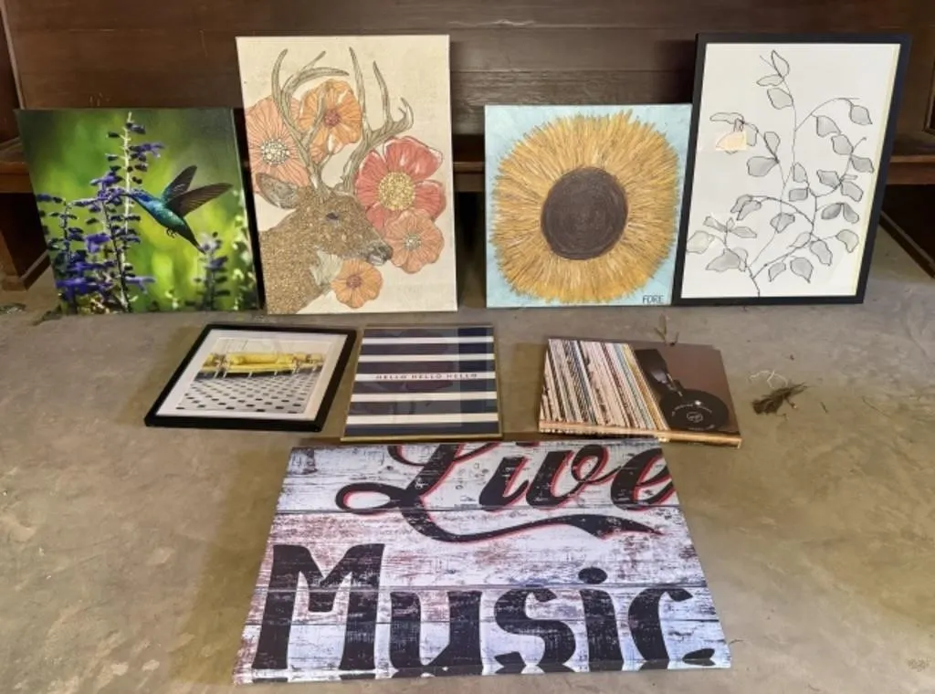 5+/- Canvas Wall Art Pieces, 3+/- Framed Wall