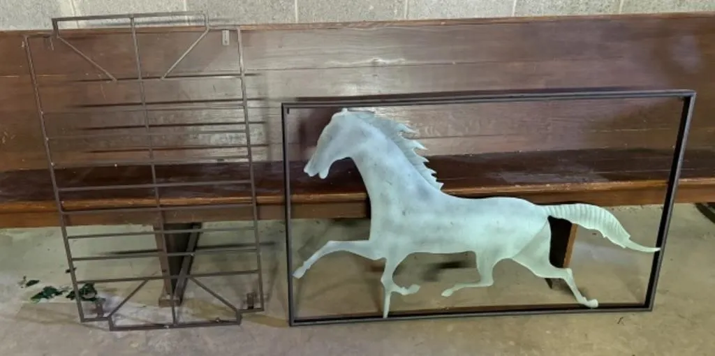 Metal Horse Wall Hanging, Shelf Frame