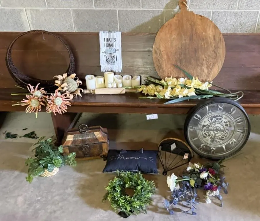 Wall Clock, Artificial Flowers, Battery Candles,