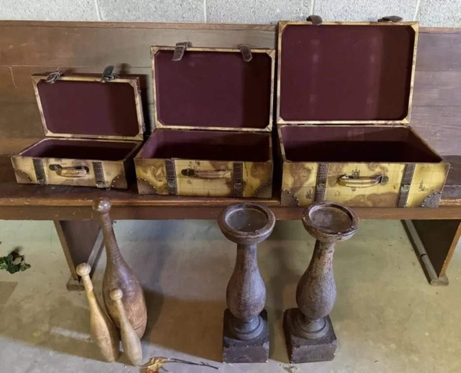 2 Heavy Candle Holders, 3-Piece Decorative