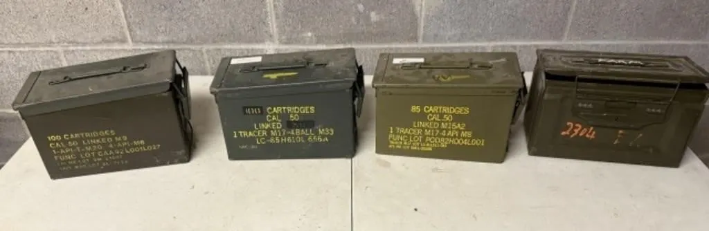 4 Empty Metal Ammunition Boxes