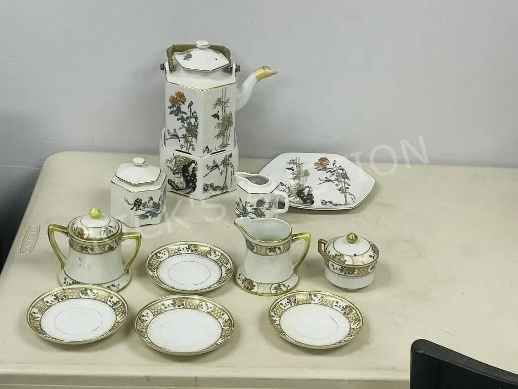 Japanese teapot w/ warmer stand & extras