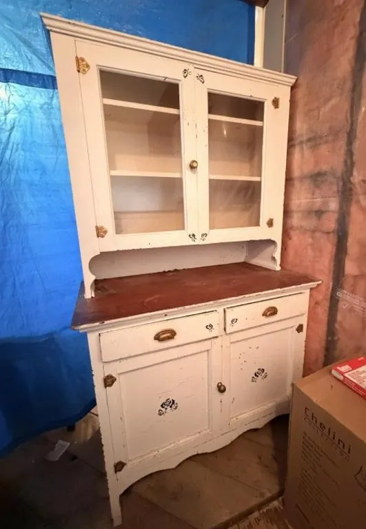 Antique 2 piece Kitchen Hutch