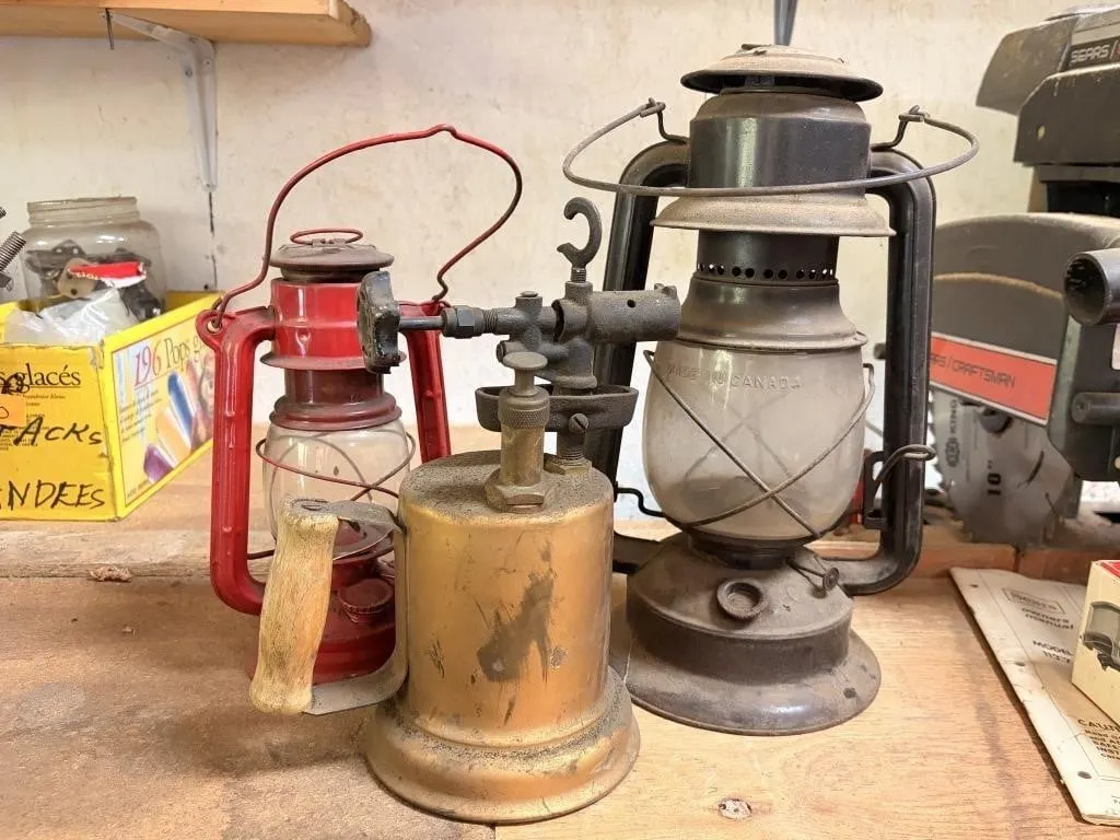 Brass Torch & Vintage Lamps