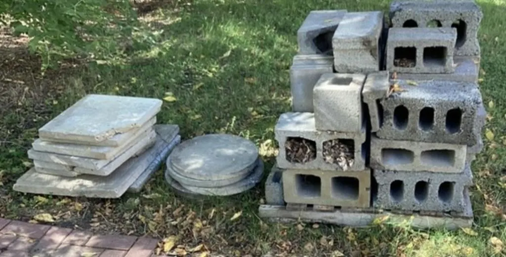 Selection of used cinder and patio blocks