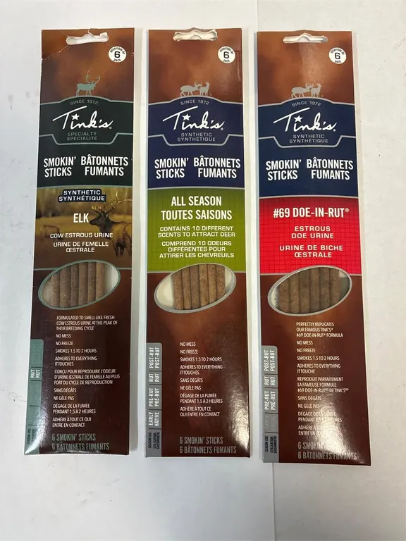Elk and Deer scents. Smokin sticks unopened