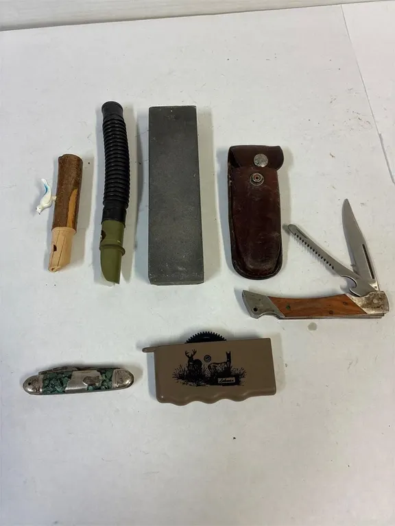 Calls. Jacknives. Sharpening stone.