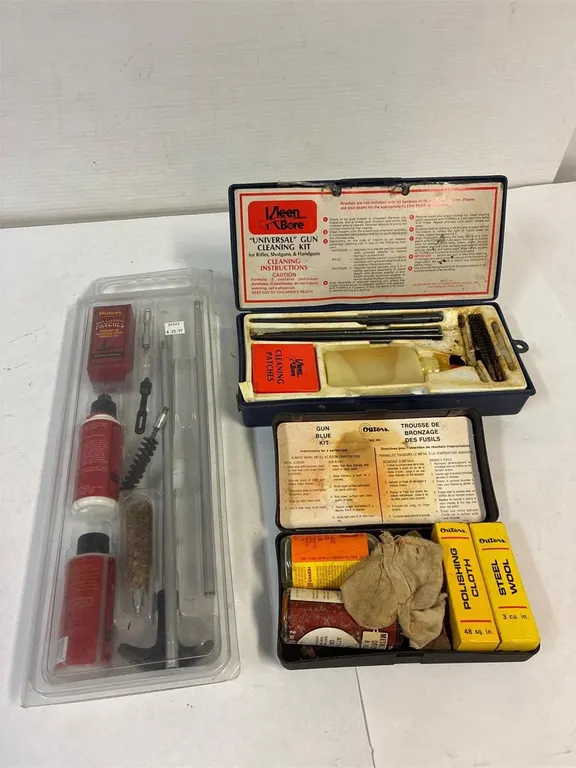Gun cleaning and blueing kits.