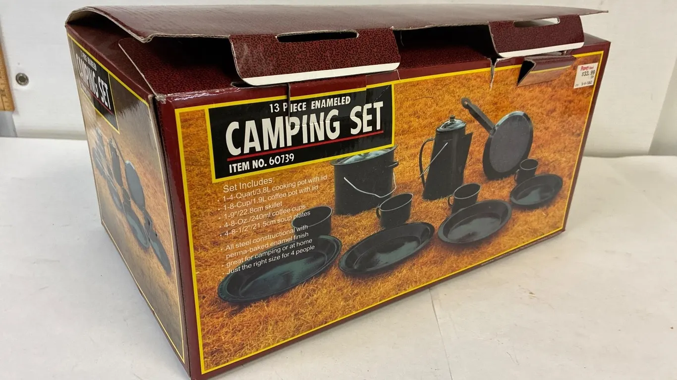 Black Enamel camping Set Unused