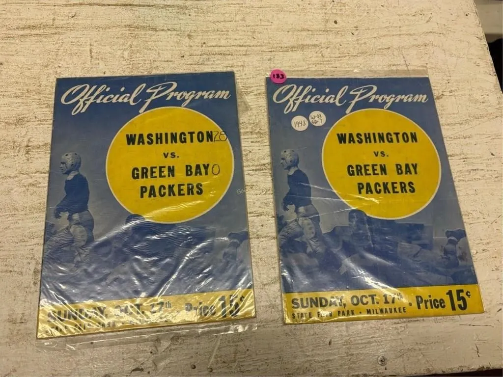 (2) Washington vs Packers 1943 Game Programs
