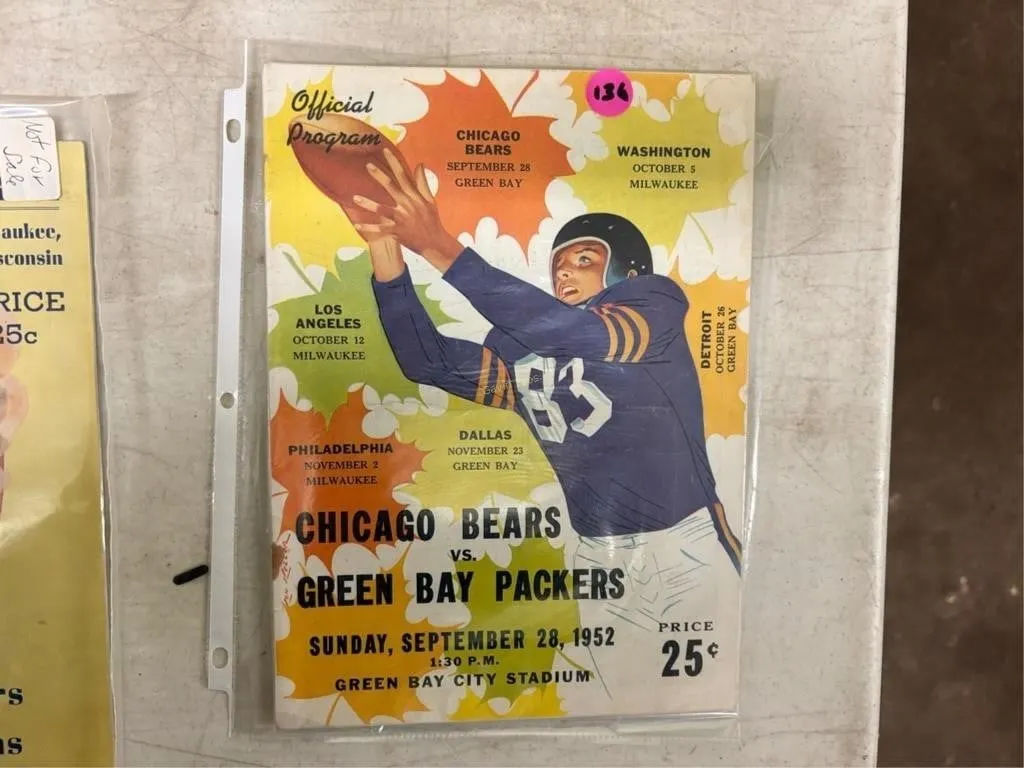 1952 Packers vs Bears Game Program