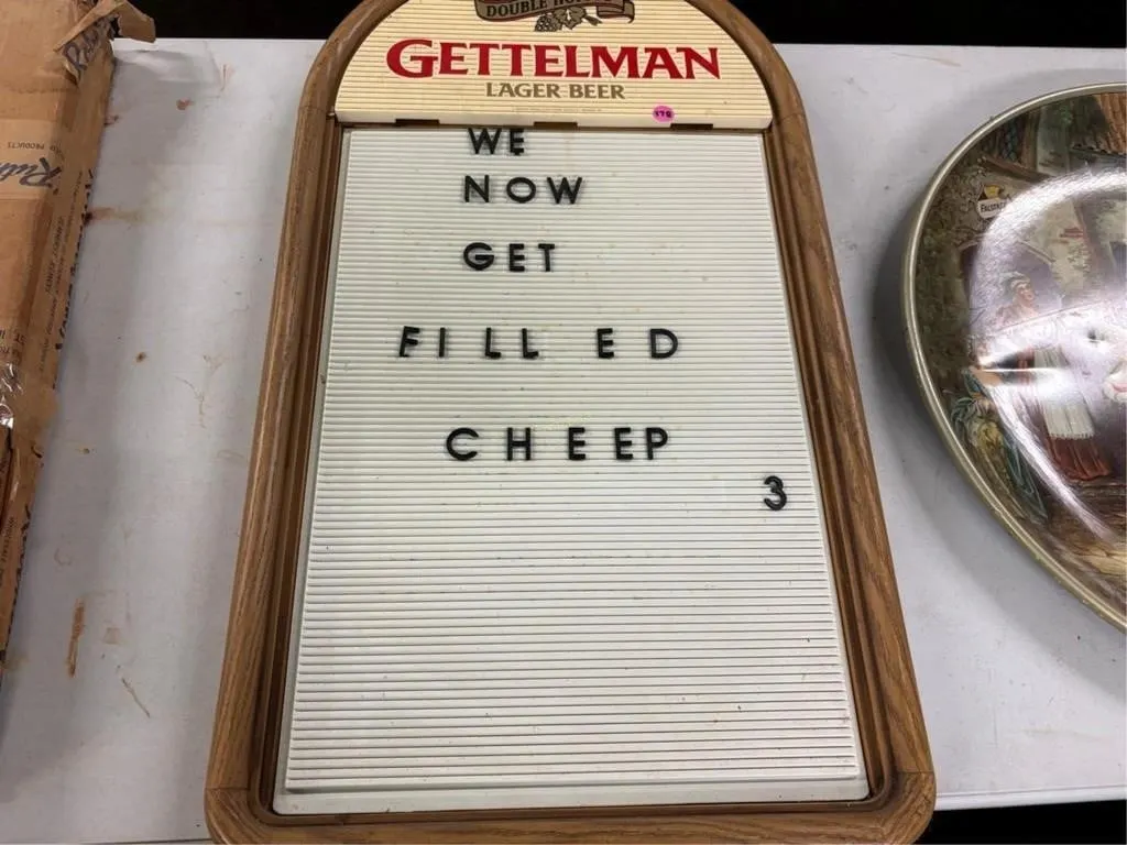 Double Hopped Gettelman Beer Menu Sign