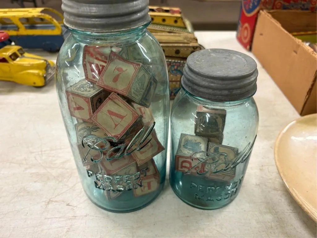 Ball Jars w/Toy Blocks