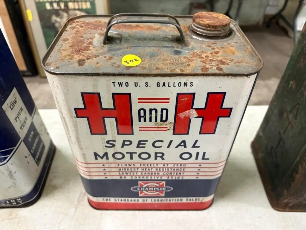 H and H Special Motor Oil Can