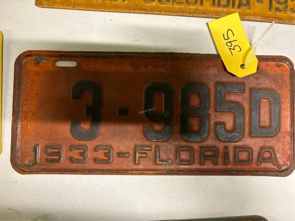 Florida 1933 License Plate