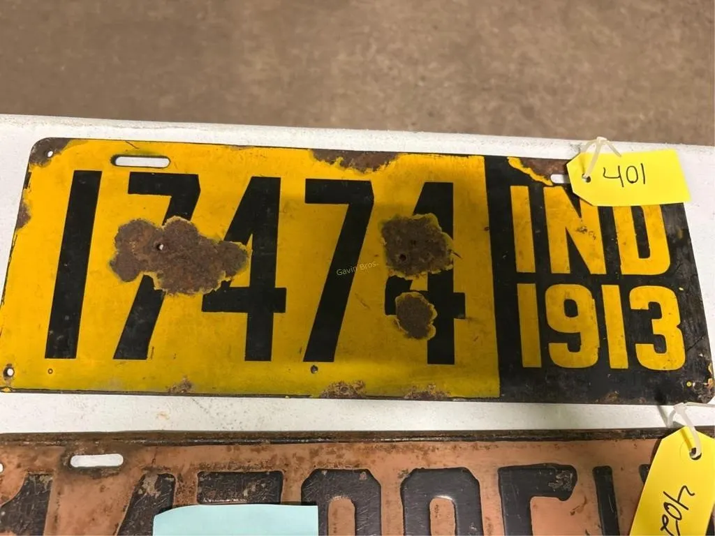 Indiana 1913 License Plate