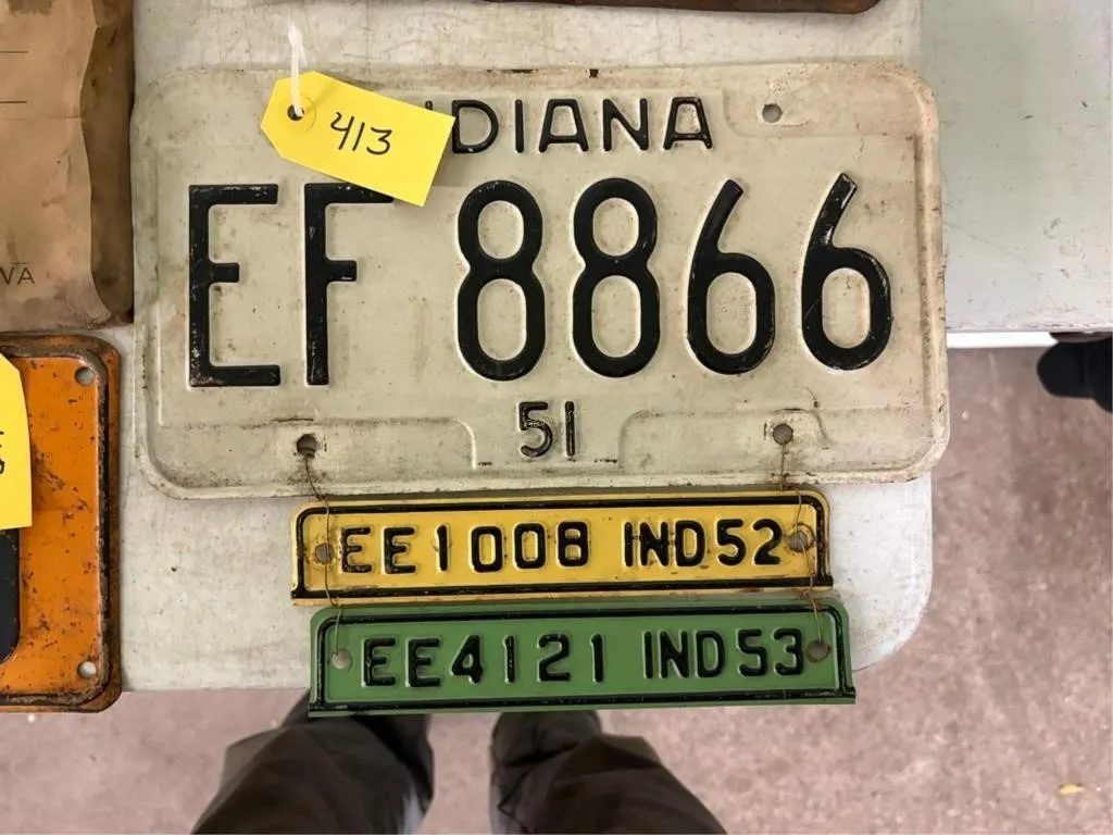Indiana 1951 License Plate w/hangers