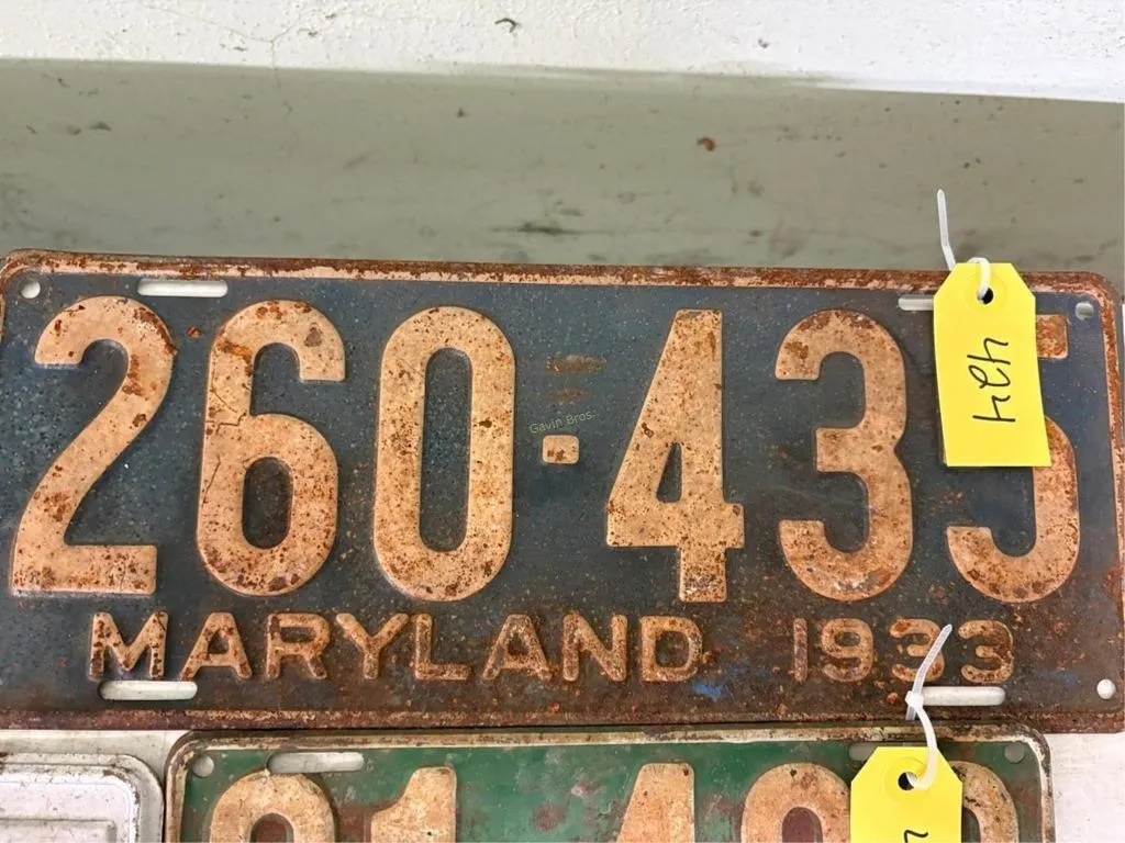 Maryland 1933 License Plate