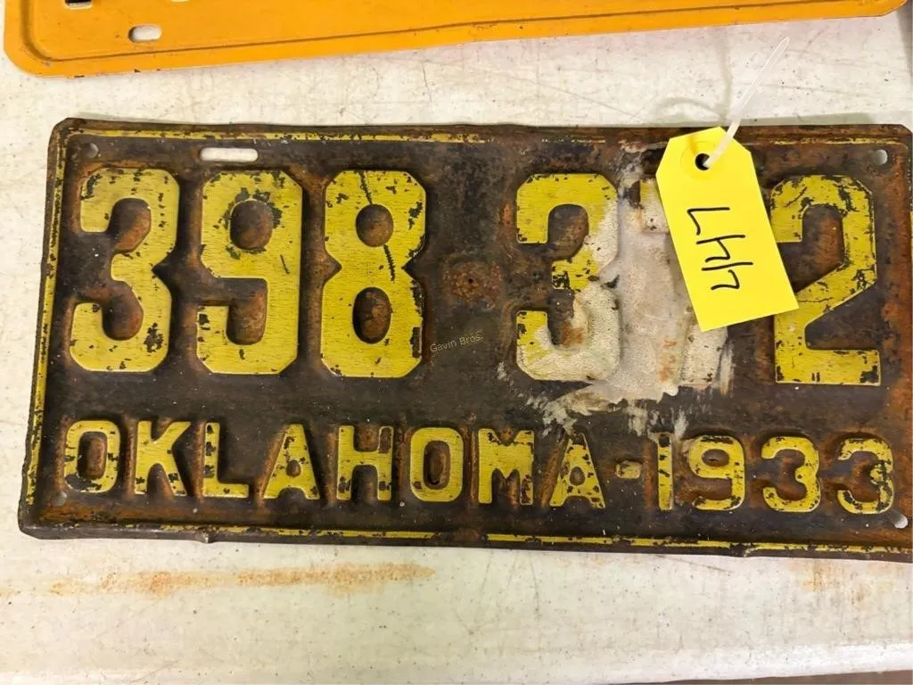 Oklahoma 1933 License Plate