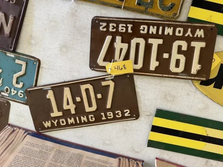 2-Wyoming 1932 License Plate