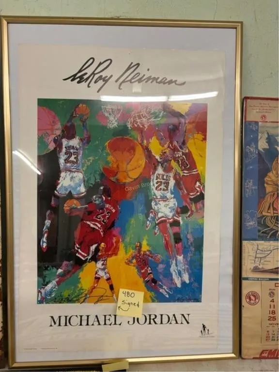 LeRoy Neiman Michael Jordon Signed Poster