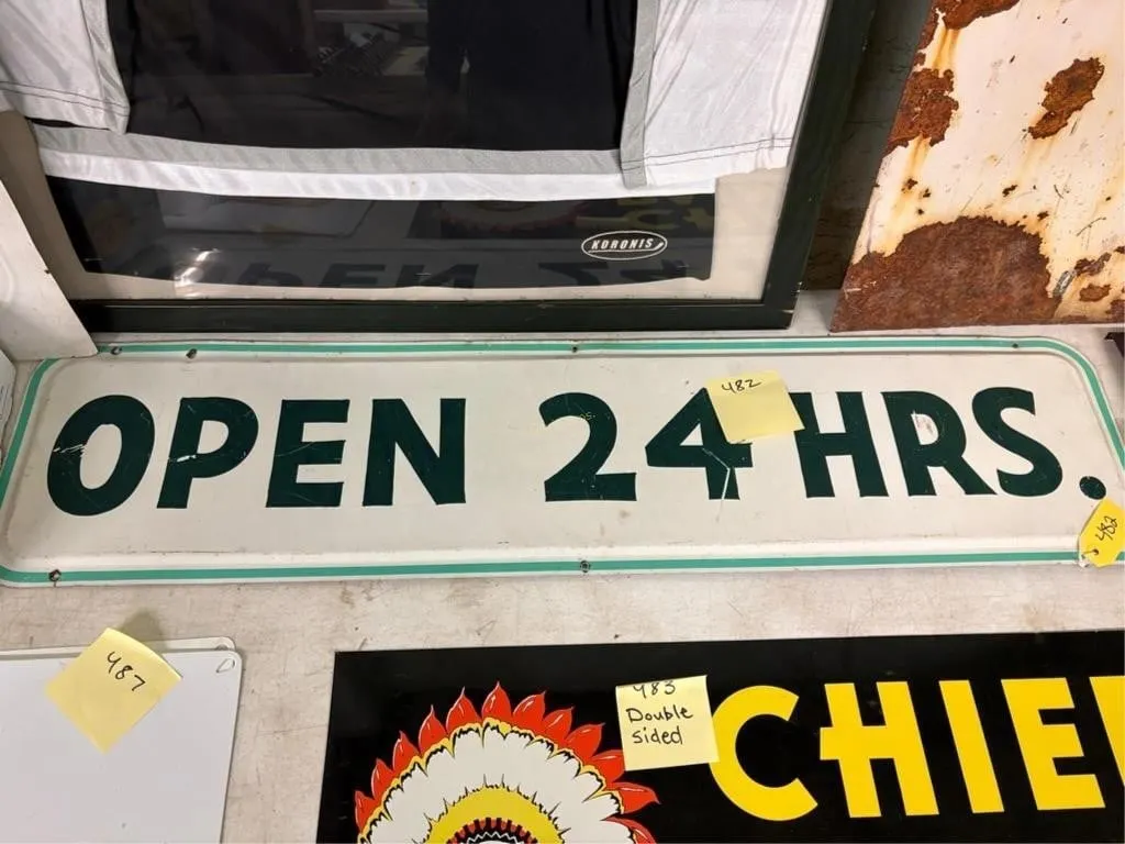 Open 24 Hrs metal Sign