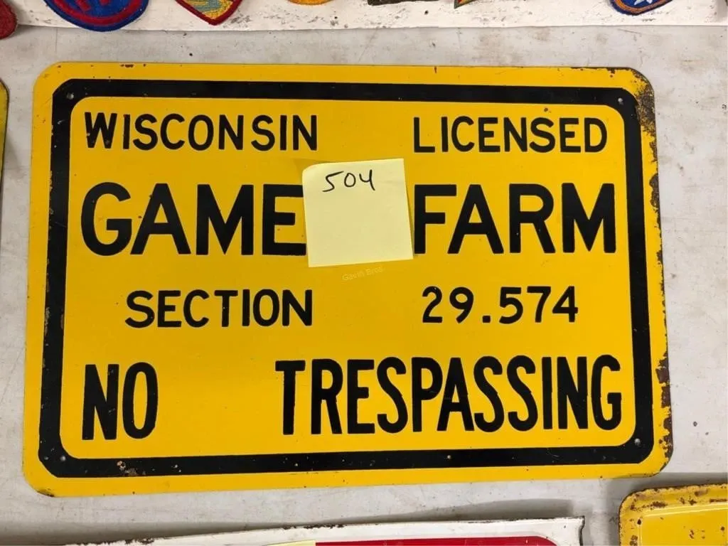 WI Licensed Game Farm Metal Sign