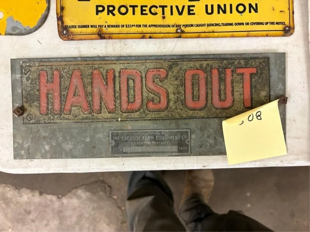 Ebersol Farm Equipment "Hands Out" Sign