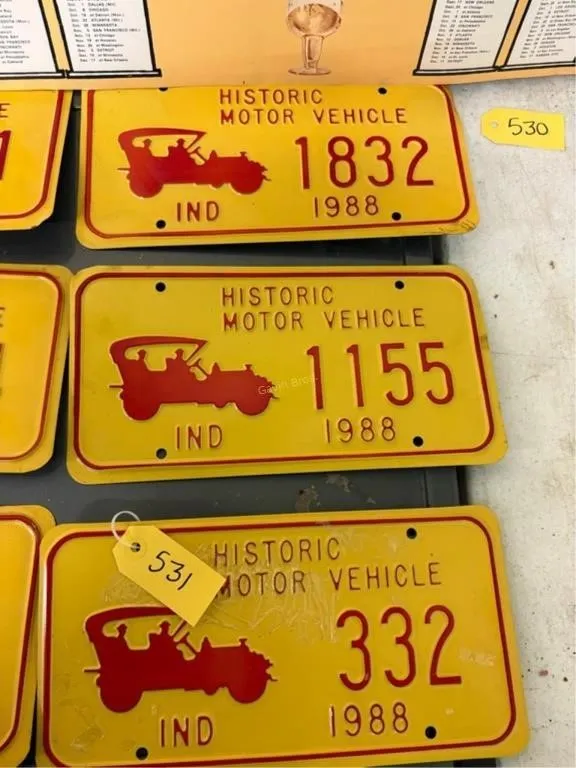 (3) IND Historic Motor Vehicle License Plates