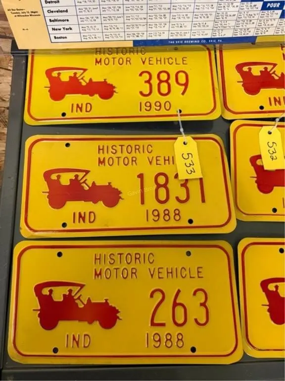 (3) IND Historic Motor Vehicle License Plates