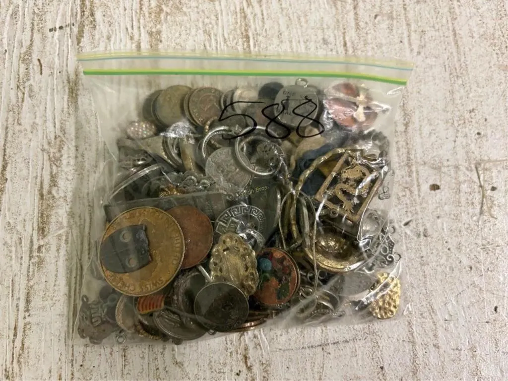 Bag of Misc Jewelry, Coins & other