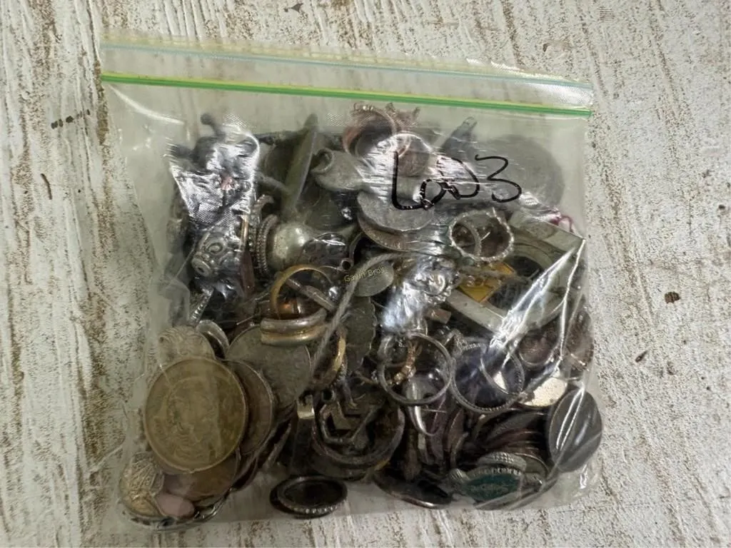 Bag of Misc Jewelry, Coins & other