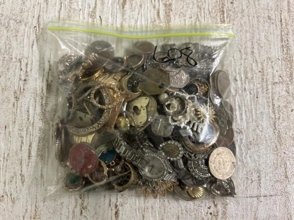 Bag of Misc Jewelry, Coins & other