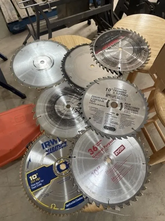 8 - 10" Saw Blades & Shop Stool On Wheels