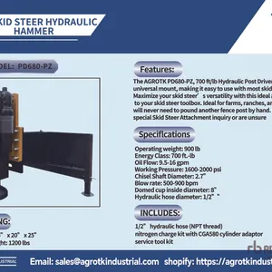 2026 AGT PD680-PZ Hydraulic Skid Steer Post Driver (Unused)