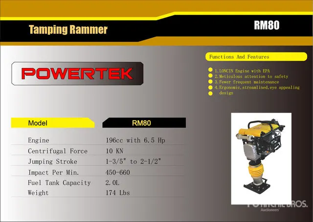 2026 Powertek RM80 Jumping Jack Tamper (Unused)