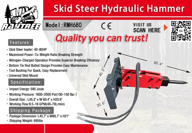 2026 Raytree RMH680 Skid Steer Breaker (Unused)