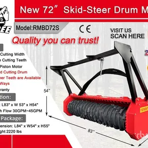 2026 Raytree RMBD72S 72 in Drum Skid Steer Mulcher (Unused)