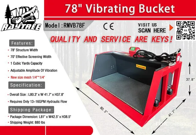 2026 Raytree RMVB78F 70 in Skid Steer Screening Bucket (Unused)