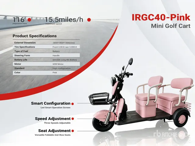 2026 MGC40-PINK Triciclo Electrico (Sin Usar) / Trike (Unused)