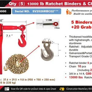 Quantity of 2026 STARVOX SV-RC13000 13000 lb Ratchet Binders & Chains (Unused)