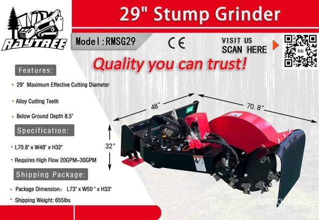 2026 Raytree RMSG29 Skid Steer Stump Grinder (Unused)