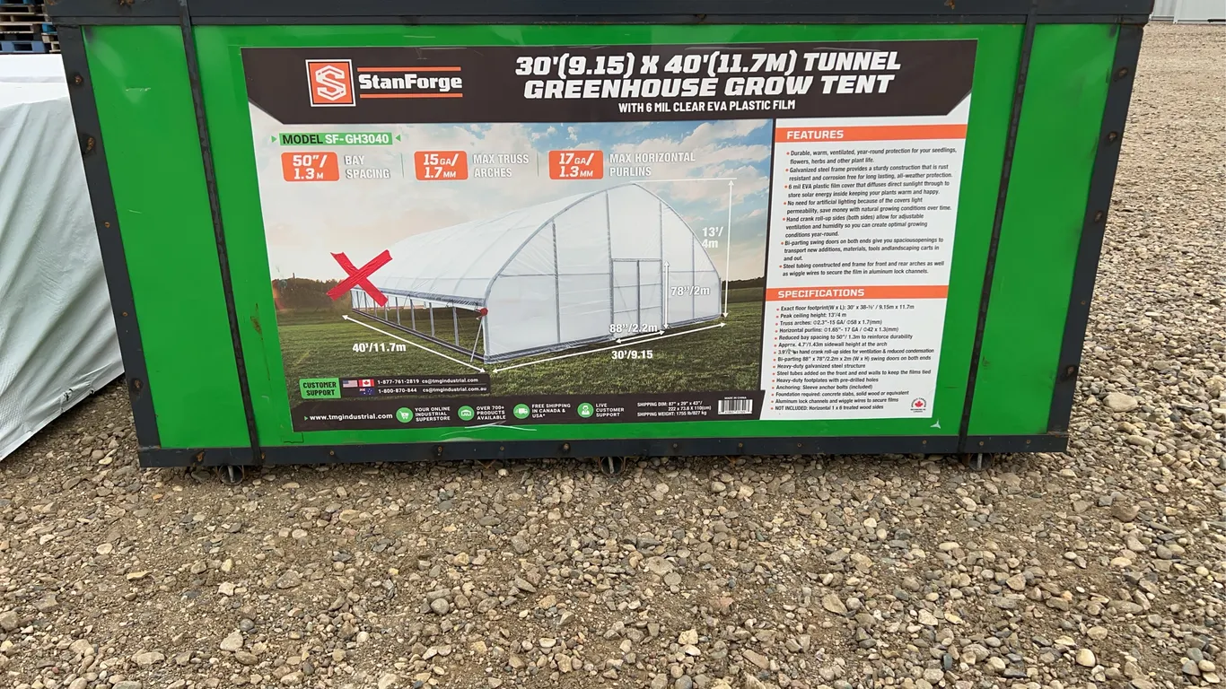 30' x 40' Tunnel Greenhouse Grow Tent W/ 6Mil Clear Plastic Film - StanForge - GH3040
