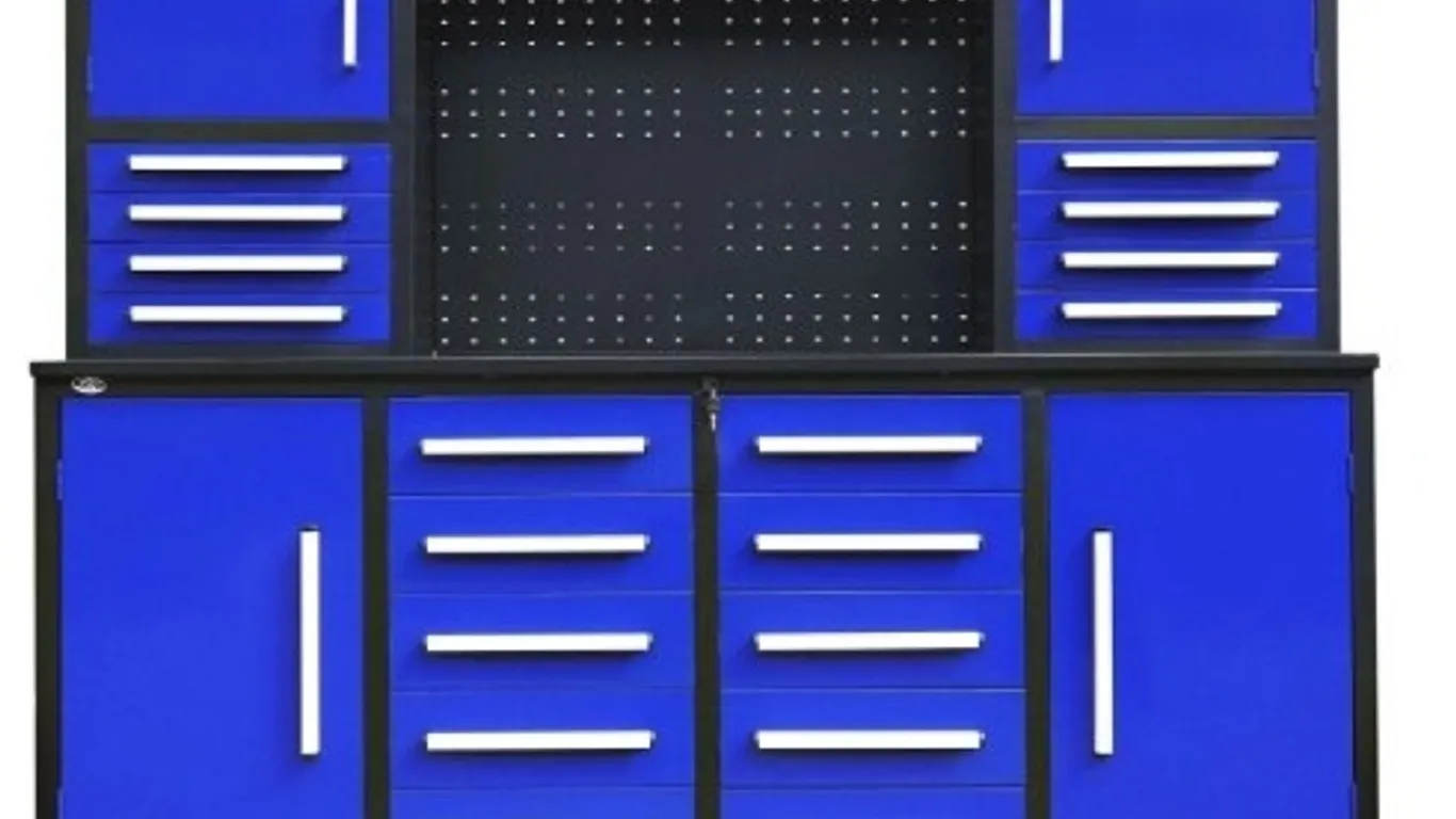 STEELMAN 7' GARAGE CABINET WORKBENCH (18 DRAWERS & 4 CABINETS) - BLUE WB-7-18D4-BU