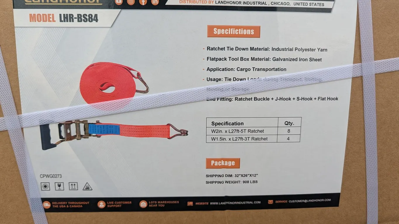 UNUSED LANDHONOR RATCHET TIE DOWN LHR-BS84