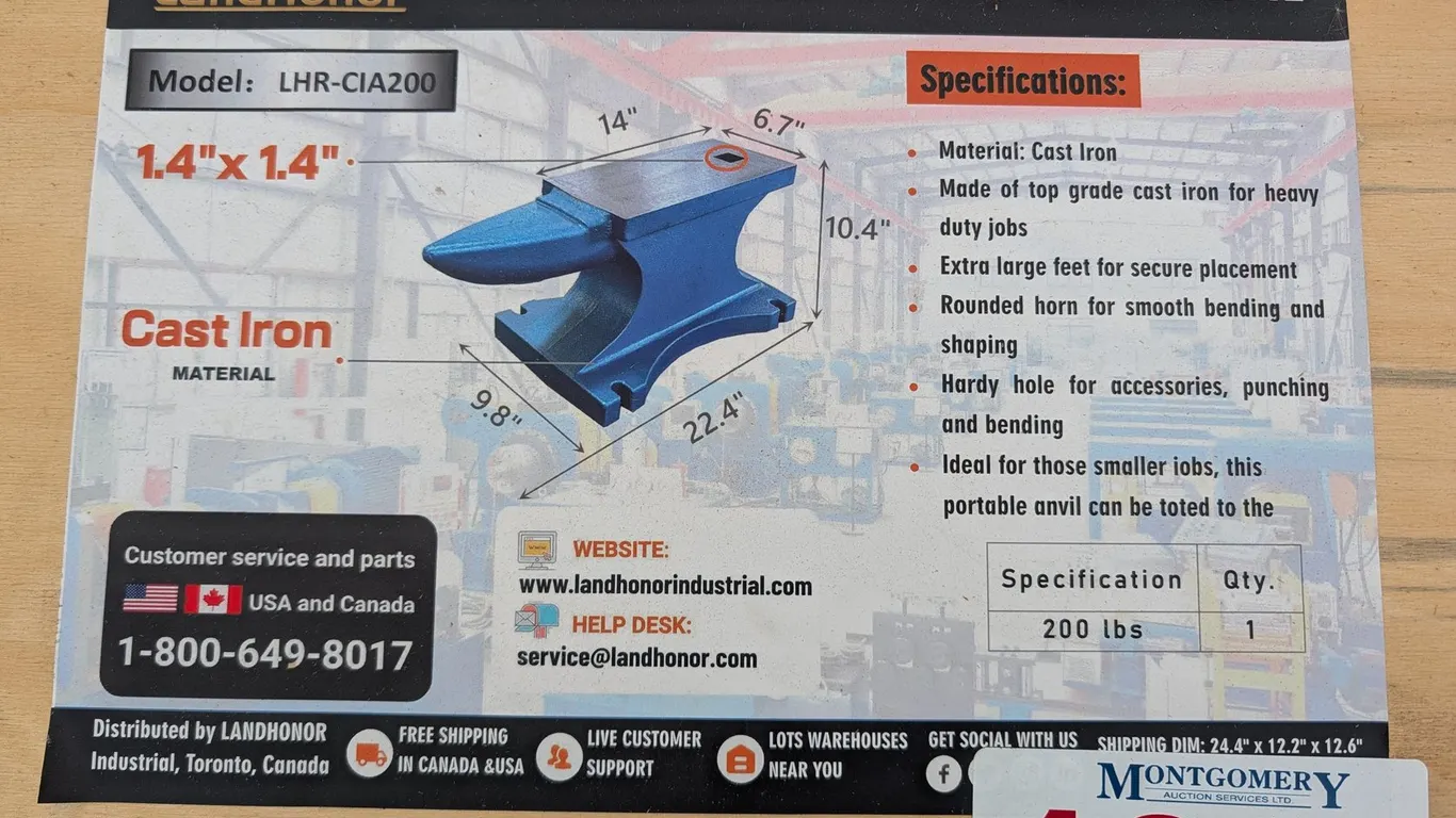 UNUSED LANDHONOR CAST IRON ANVIL LHR-CIA201