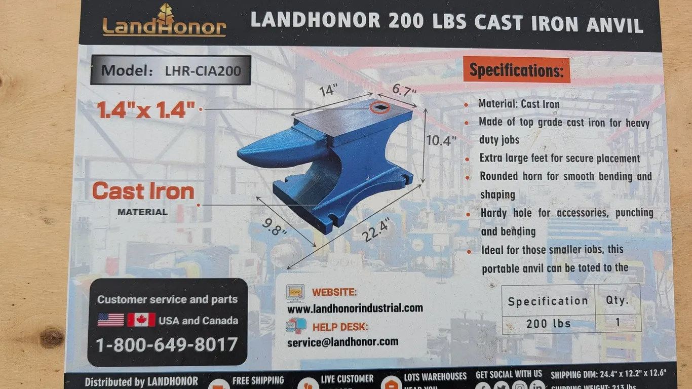 UNUSED LANDHONOR CAST IRON ANVIL LHR-CIA200