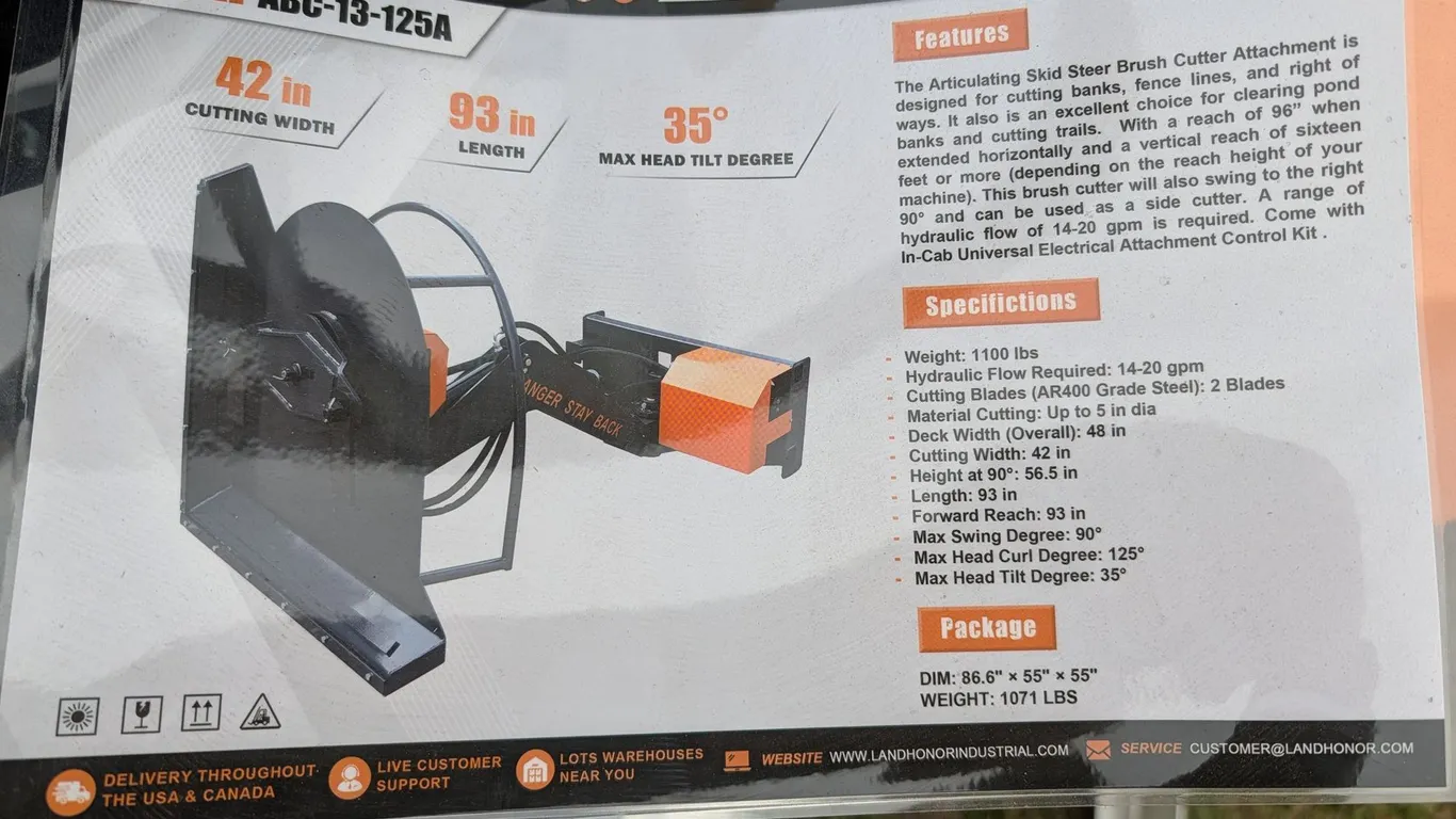 UNUSED LANDHONOR ARTICULATING BRUSH CUTTER ABC-13-125A